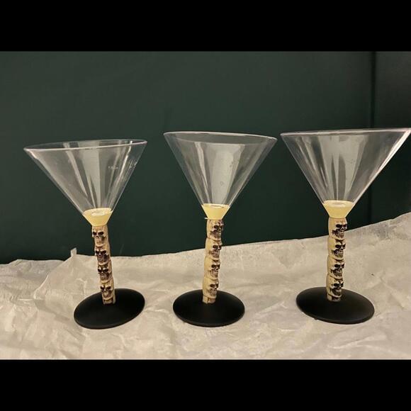Other - Spooky Skull Halloween Martini Glasses - Set of 3 (Plastic)